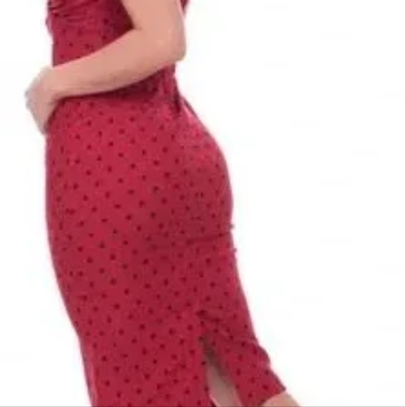 RockSteady Red Sheath Midi Dress V-neck Sleeveless - Picture 2 of 5